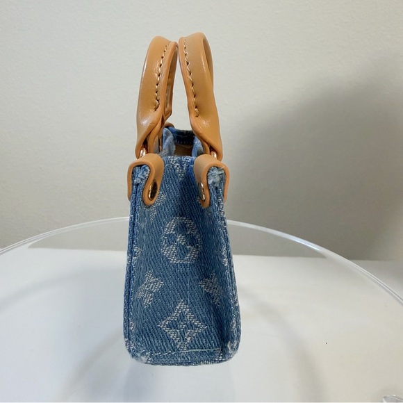 Mini Denim Tote Bag Charm | Cute Monogram Style Accessory - Picture 4 of 8